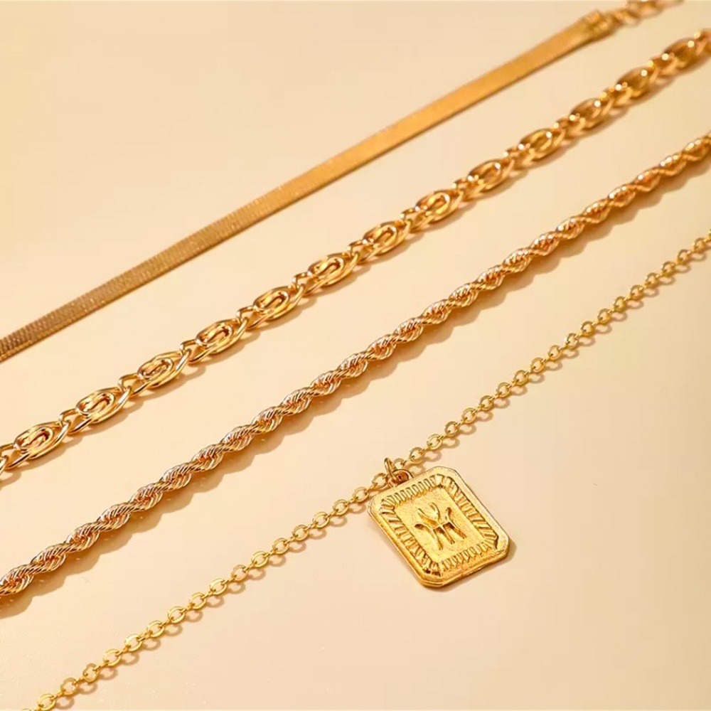 ⚫️𝟮=𝟱𝟬%𝗢𝗙𝗙⚫️ ⚜️[𝟯/$𝟮𝟴]⚜️4 Layered Gold Herringbone Twisted Anklet NEW - Picture 6 of 7